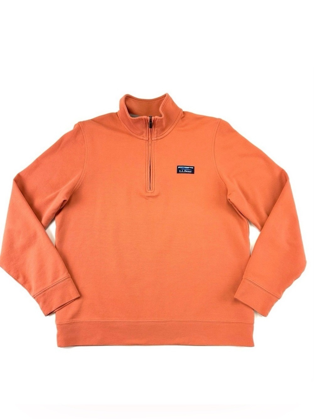 LLBean mens polo shirt Medium Quarter zip pullover Long sleeve Preppy Casual